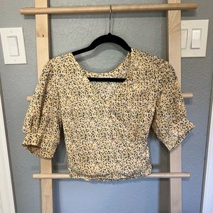 Abercrombie puff sleeve wrap top in yellow floral